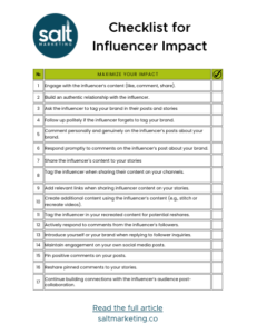 Salt Marketing Influencer Checklist Influencer Collaboration Strategies Checklist